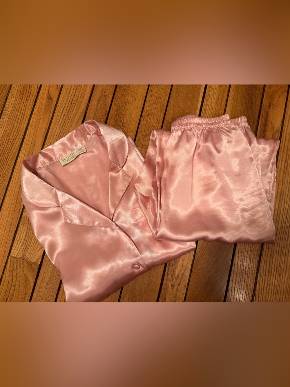 Victoria's Secret Vintage “Gold Label” Pink Satin Pajama Set - Picture 7 of 10